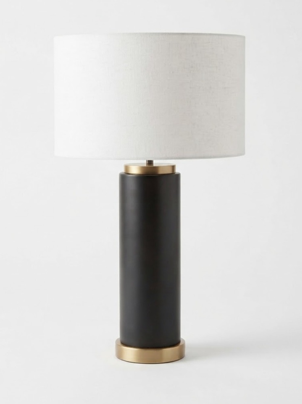 West Elm Pillar Table Lamp Base Dark Bronze Brass 25" Modern Accent Light